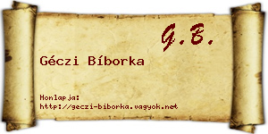 Géczi Bíborka névjegykártya